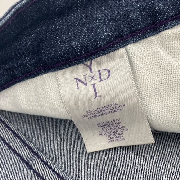 NYDJ Not Your Daughter Jeans Straight Leg Bedazzled Back Pockets Dark Blue Wash - Picture 12 of 14